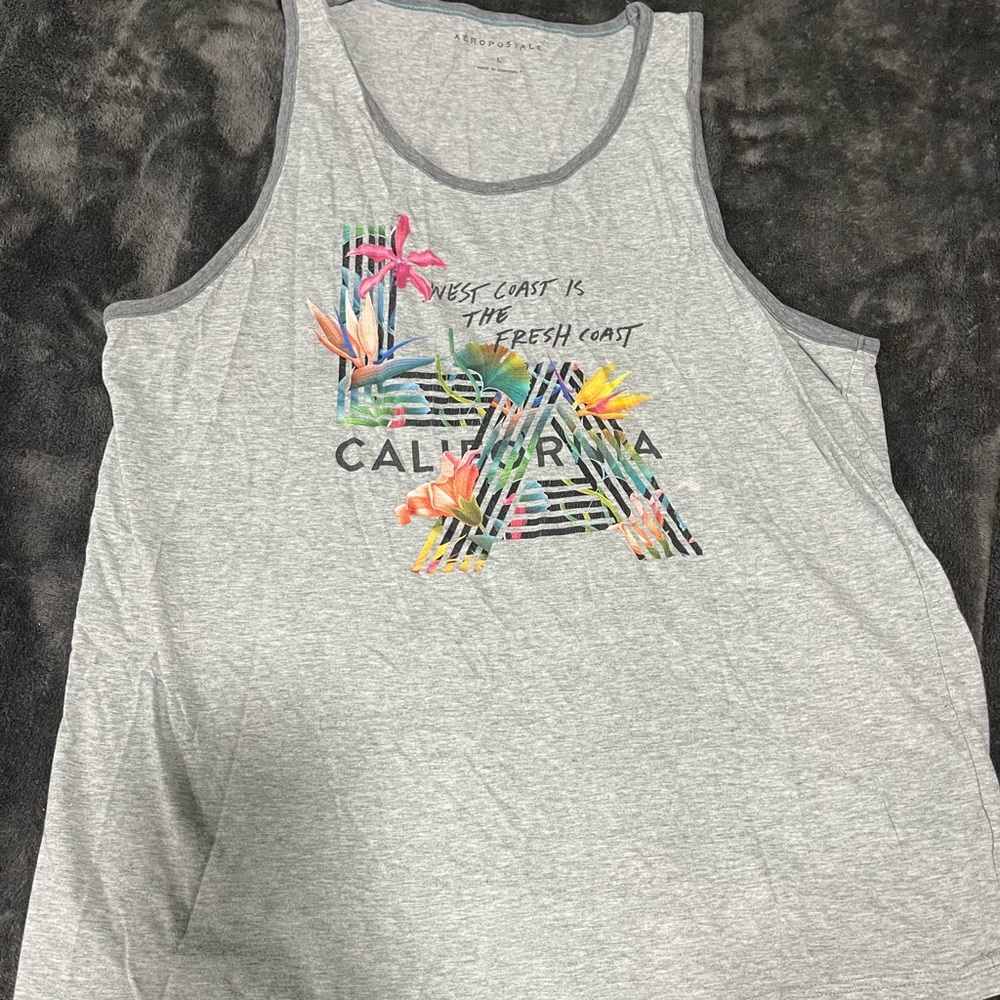 Gray Sleeveless Top with California Print